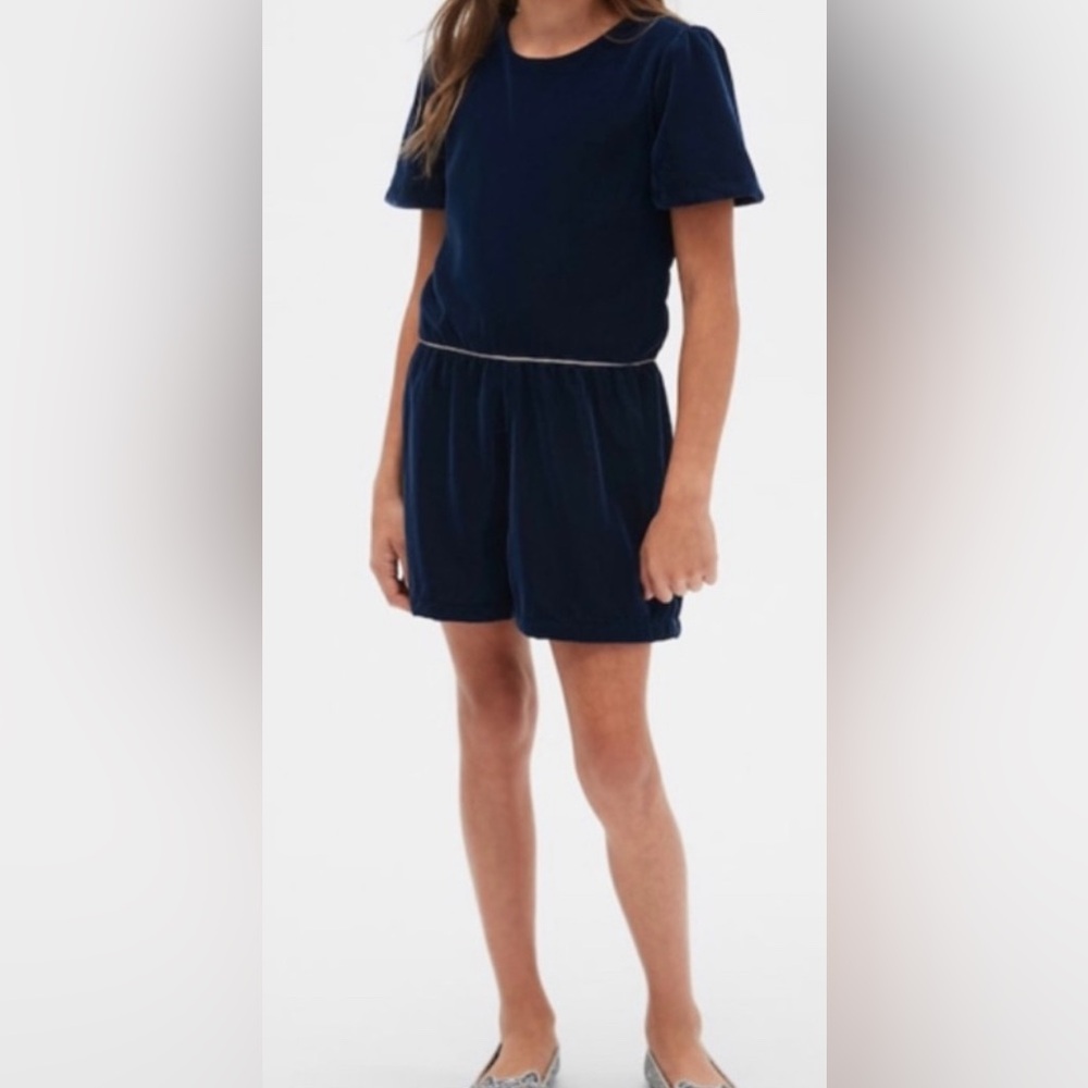 Navy Blue Short Sleeve Romper